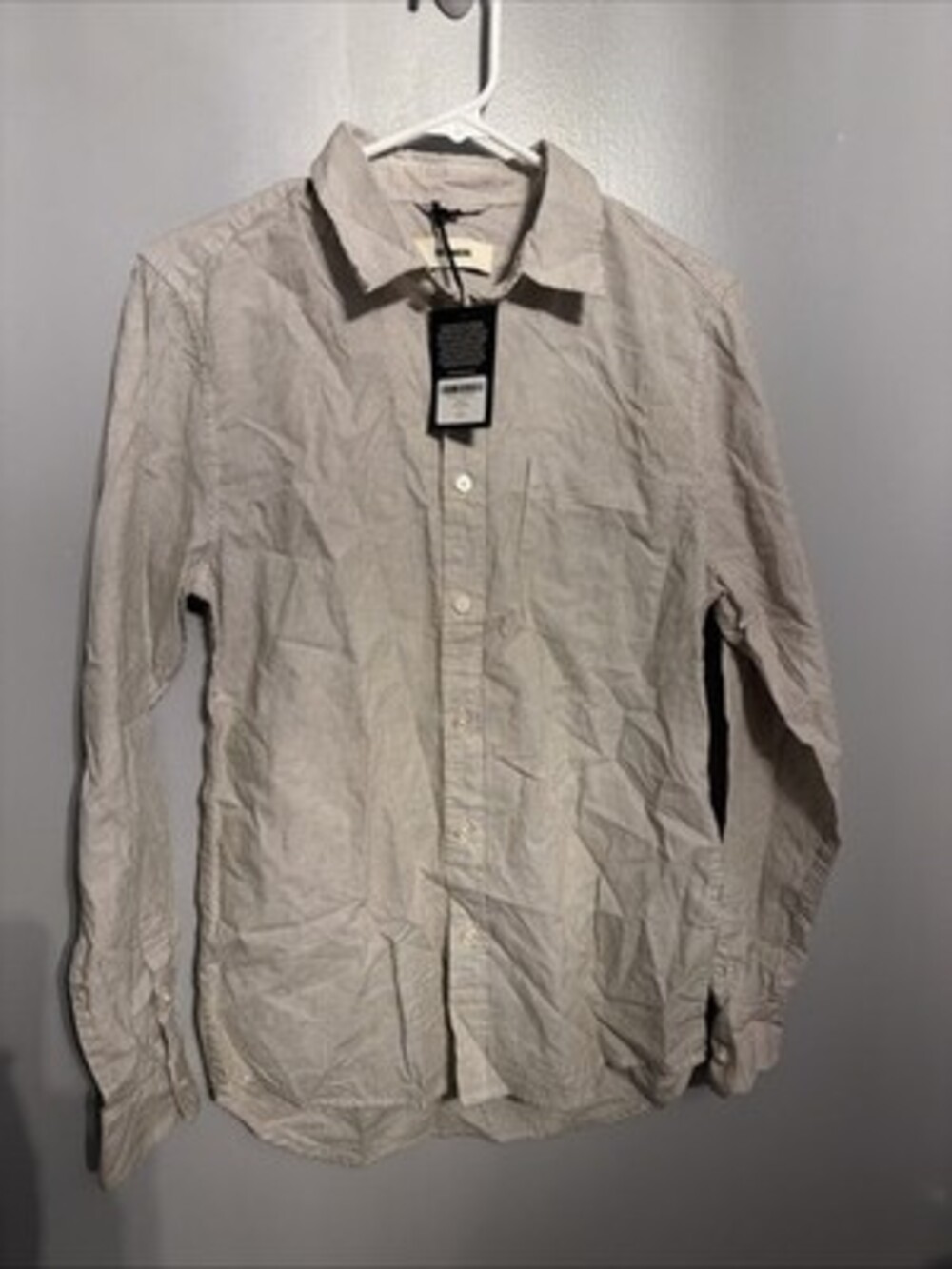 Buck Mason Men’s XS Rinsed Fine Stripe One Pocket Button Up Shirt